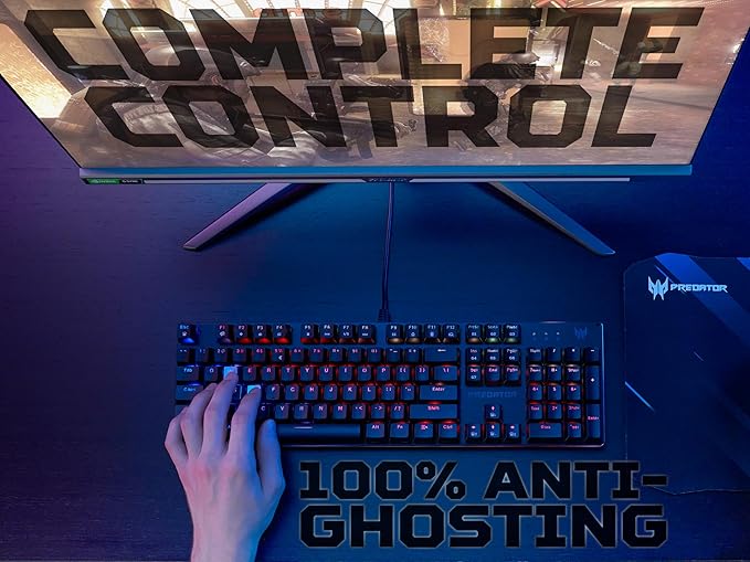 acer Predator Aethon 303 Wired Gaming Keyboard-Kailh Blue Mechanical Switches|RGB Illuminated Keyboard|12 Backlight Effects|5 Pre-Set Gaming Modes &amp 3 Sidelight Effects|100% Anti-Ghosting(Pack of