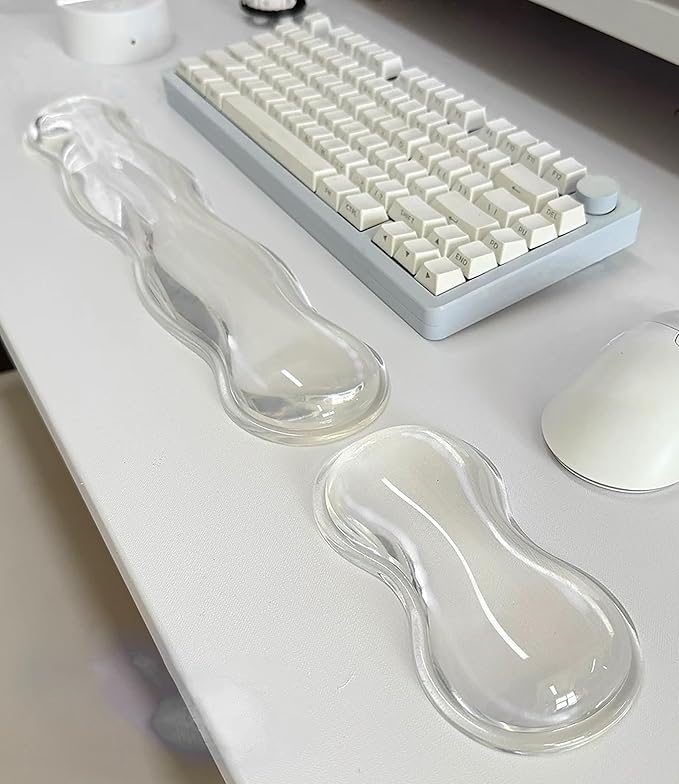 Mouse Pad with Wrist Rest Soft Cloud Gel Keyboard Mouse Pad Set with Hand Wrist Support Cute Non Slip Office Desk Accessories for Comfort/Pain Relief/PC Gaming/Computer/Laptop (Clear Wave)