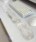 Mouse Pad with Wrist Rest Soft Cloud Gel Keyboard Mouse Pad Set with Hand Wrist Support Cute Non Slip Office Desk Accessories for Comfort/Pain Relief/PC Gaming/Computer/Laptop (Clear Wave)