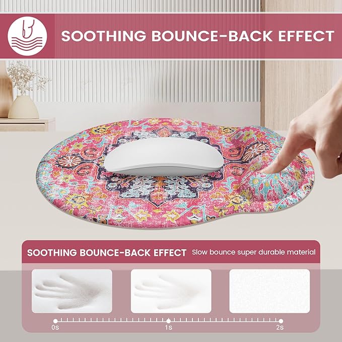 iLeadon Mouse Pad with Wrist Rest Set Ergonomic Mouse Pad with Non-Slip Base for Computer Home Easy Typing &amp Pain Relief Mouse Pad Wrist Support Boho
