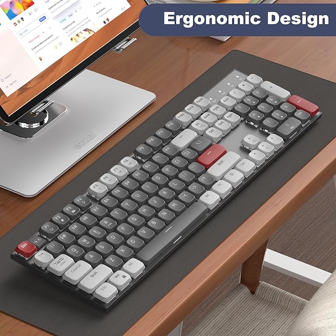 MageGee Wireless Mechanical Keyboard Moon104 RGB Backlight Triple Mode 2.4GHz/BT/USB-C Wired Office Keyboard for Computer/Desktop/PC/Laptop/Surface/Smart TV and Windows 10/8/ 7