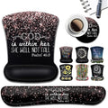 Ergonomic Gel Mouse Pad with Wrist Support Memory Foam Keyboard Wrist RestNon-Slip PU Base for Home Office Working Studying Easy Typing &amp Pain Relief Rose Gold Glitter Black Mouse Pad Psalm 46-