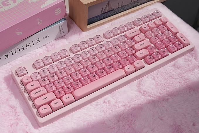 ZORNHER ZH980 Foundation Mechanical Keyboard95% Pink Creamy Keyboard with Number PadCute Jelly MOA Profile KeycapsCreamy Sounding Linear SwitchesHot-SwappableRGB Backlit