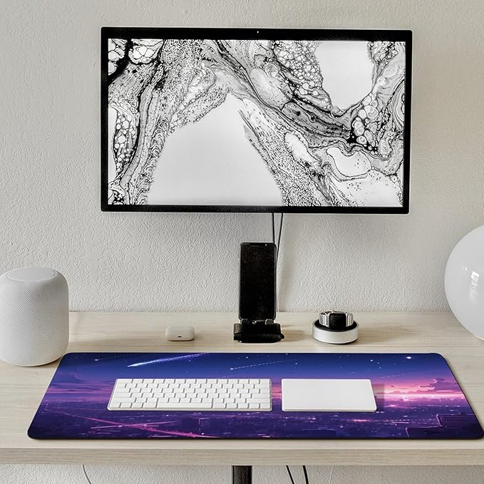 City Starry Sky Mouse Pad Large Desk Mat Extended Keyboard Mouse Pad with Non-Slip Base and Stitched Edge Mouse Mat Desk Pad 36x16 Mouse Pads for Desk Home Office Gaming
