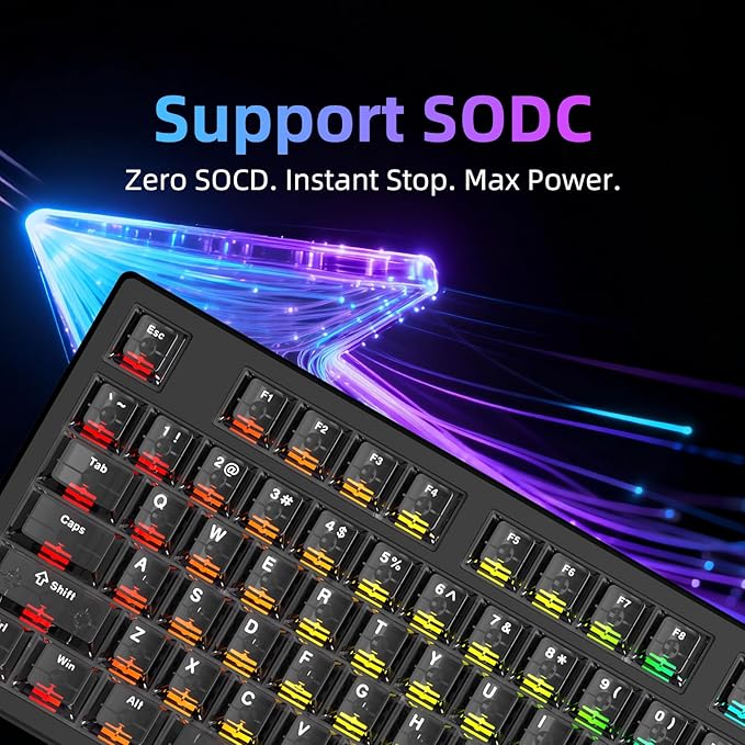 FE87 V2 Wired Mechanical Keyboard Dual 8KHZ Polling Rate Support SODC/Latency As 0.125MS/ARGBHot Swappable Gasket Sturcture Gaming Keyboard (Black/Hyacinth Switch)