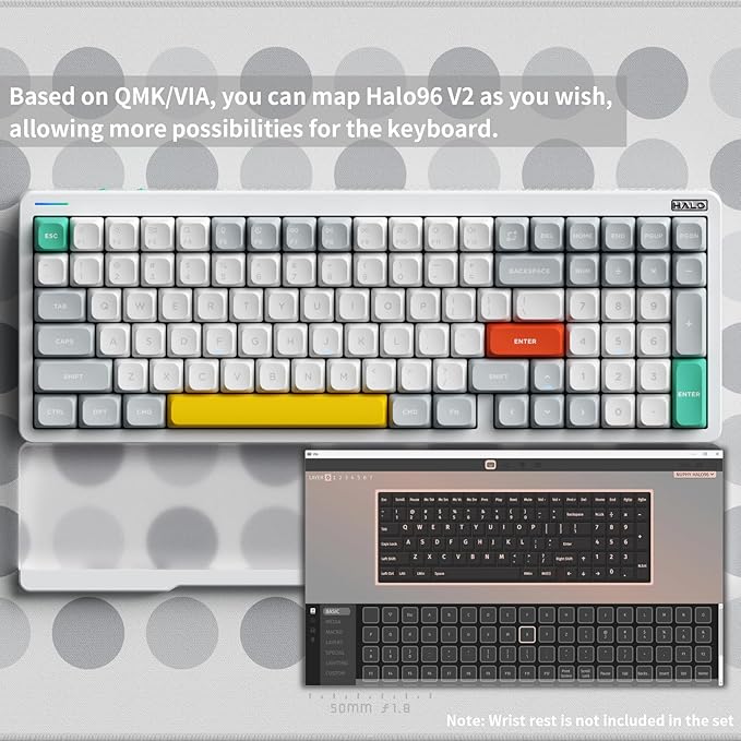 nuphy Halo96 V2 Wireless Mechanical KeyboardGasket Structure96% Hot Swappable Gaming Keyboard 99 Kyes RGB BacklitSupport QMK/VIABluetooth/USB-C/2.4GHz-WhiteMint Switches (37gf)