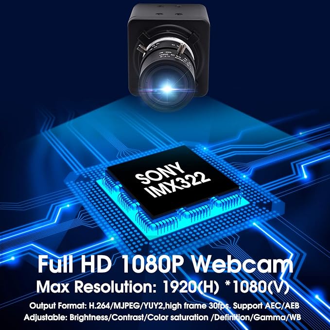SVPRO 1080P USB Camera with Zoom 2.8-12mm Varifocal LensManual Focus IMX323 SensorLow Light Zoom Webcam UVC USB Plug and Play External Computer Camera for PCLaptop Support H.264