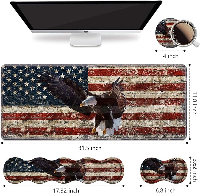 Ergonomic Keyboard Wrist Rest &amp Mouse Pad Wrist Rest SetLarge XL Gaming Desk Mat 31.5x 11.8Non-Slip BaseMemory FoamEasy Typing Pain Relief for Office &amp HomeMilitary Wall Graffiti USA Fl