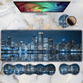 Ergonomic Keyboard Wrist Rest &amp Mouse Pad Wrist Rest Set Large XXL Gaming Desk Mat 31.5x 11.8 Non-Slip Base Memory Foam Easy Typing Pain Relief for Office &amp Home Chicago Skyline Night V