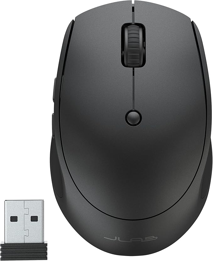 JLab GO Charge Wireless Mouse Connect Via Bluetooth or USB Wireless Dongle Multi-Device Toggle Portable Ultra-Compact and Lightweight for Work on The Go Adjustable Tracking (1 Pack)
