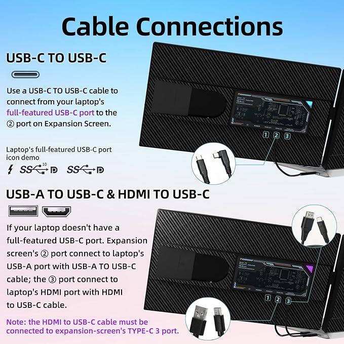 Laptop Screen Extender Dual Monitor - 15.6 Portable Monitor Detachable IPS 1080P FHD 85% NTSC Travel Screen USB-C HDMI Port Compatible with Wins Mac Chrome Dex Fits 13-17 Laptops
