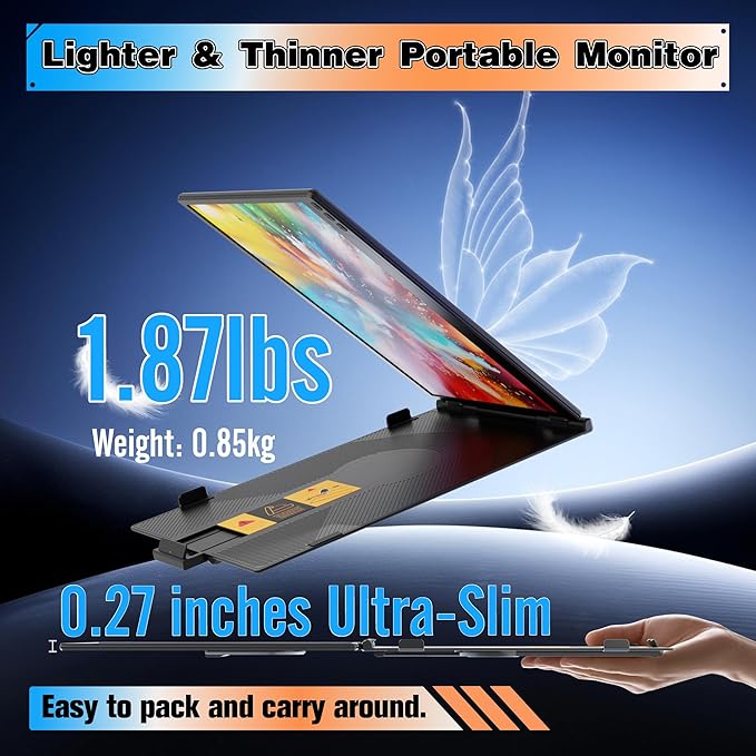 Laptop Screen Extender 14 Ultra Thin 0.27'' FHD 1080P Portable Monitor for Laptop 13-17.3 Plug n Play Extra Monitor Extender Eye Care Second Screen for MacBook/Windows/Android/Switch/PS5