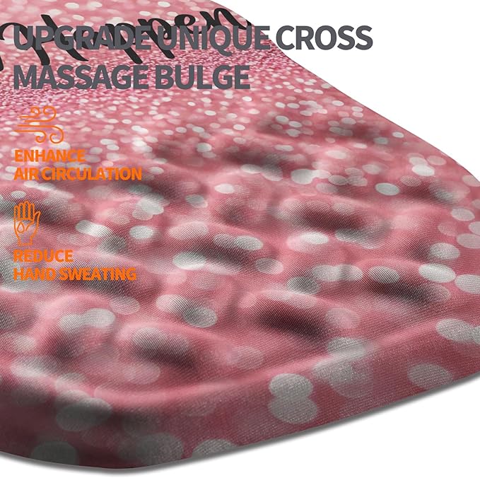 Ergonomic Slope Mouse Pad Wrist Support Wrist Rest Mousepad for Carpal Tunnel Pain Relief with Massage Bulge and Slow Rebound Memory Foam (12x8 inch Pink Stay Positive)
