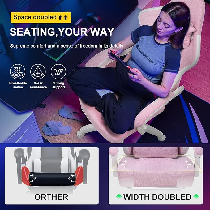 GTPLAYER Gaming Chair Computer Office Chair with Pocket Spring Cushion Linkage Armrests and Footrest High Back Ergonomic Computer Chair with Lumbar Support Task Chair with Footrest