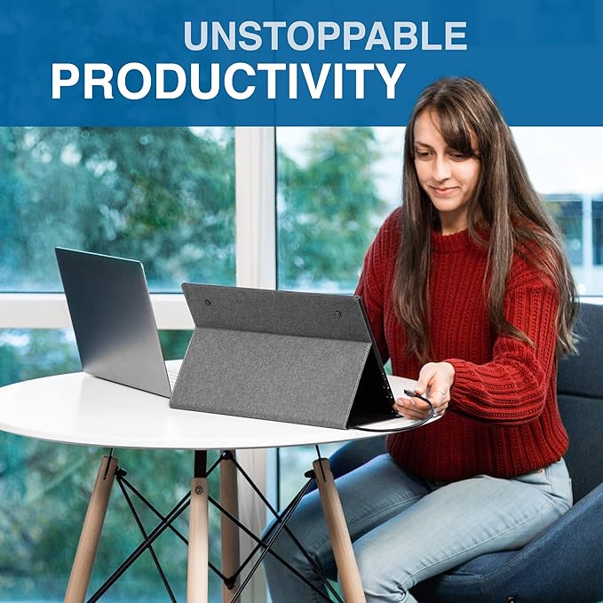 SideTrak  Solo Portable Laptop Monitor 15.6” FHD 1080P LCD Screen | Works with Mac PC Chrome PS4 Xbox Raspberry Pi &amp More | Powered by USB or Mini HDMI | Detachable Padded Case and Kickstand