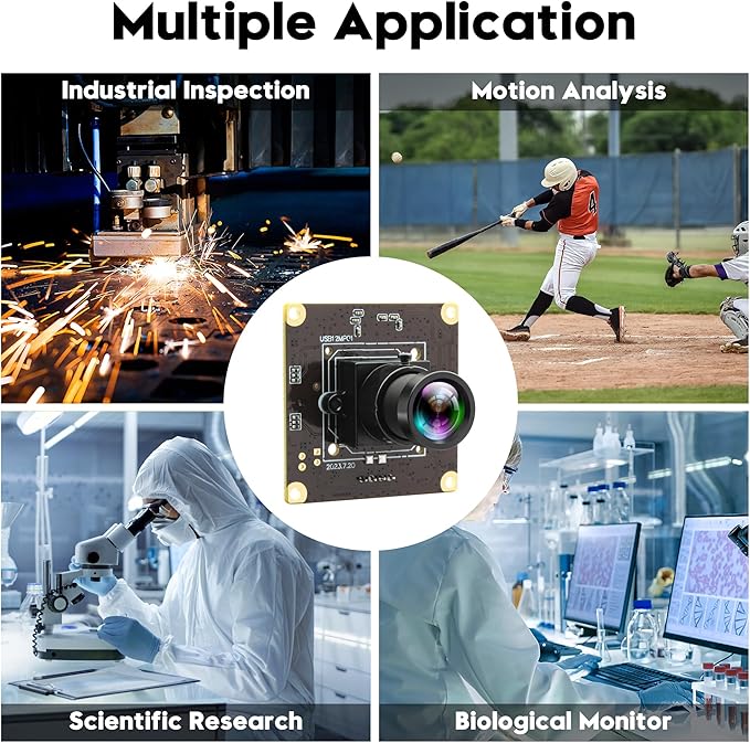 12MP USB Camera Module 4K 120fps High Speed Golf Swing Camera with 25mm Narrow Field of View M12 Lens Low Illumination Industrial Lightburn Embedded for Linux Windows Mac OS