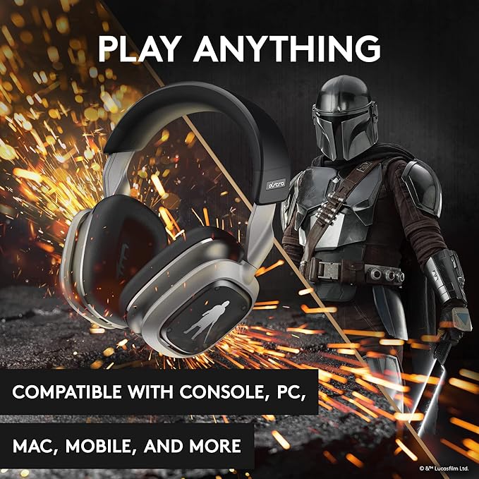 Logitech Astro A30 Lightspeed Wireless Gaming Headset for PS5 - Bluetooth 2.4Ghz Built-In &amp Detachable Mic USB-C 3.5mm for Playstation Nintendo Switch PC - The Mandalorian Edition