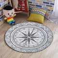 Black White Office Chair Computer Gaming Desk Mat for Rolling Chair Non-Slip Gaming Rug Hand Drawn Windrose in Line Nautical Coloring Gaming Chair Mat Round Floor Mats Compass Diameter 48 in