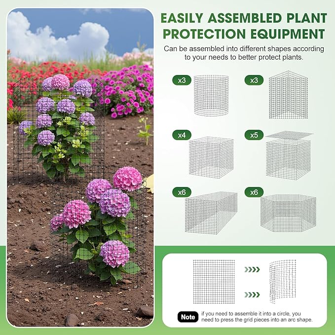60PCS Plant Protection from Animals 12x12 Inch Metal Wire Plant ProtectorsPlant Cages to Keep Animals Out Sturdy Bunny Barricades Chicken Wire Cloche Plant Protectors for Shrubs Flowers Vegetables