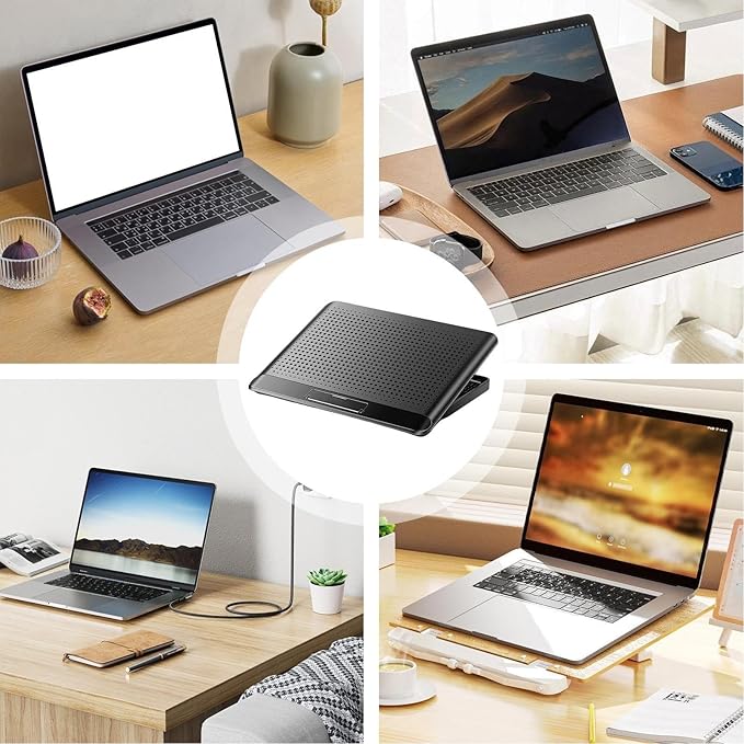 Laptop Cooling Pad Adjustable Riser Station Aluminum Alloy Cooling Pad for Laptops Desktops Tablets and Home or Office Use
