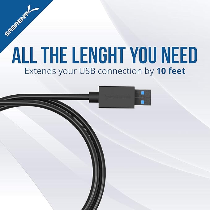 SABRENT Premium 3-Port Aluminum Mini USB 3.0 Hub + 22AWG 10 Feet USB 3.0 Extension Cable