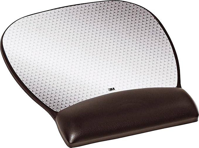 3M™ Precise™ Mouse Mat with Leatherette Gel Wrist Rest - Silver - 22.1cm x 23.4cm x 1.9cm