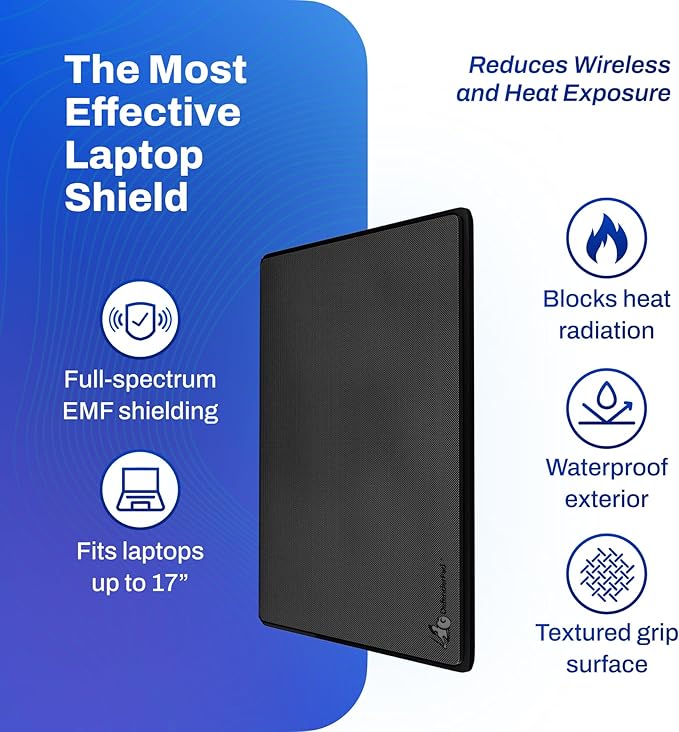 DefenderShield EMF Protection Laptop Shield and EMF Blocking Air Tube Headphones Bundle – EMF Blocker Pad Shields from Heat Battery &amp RF