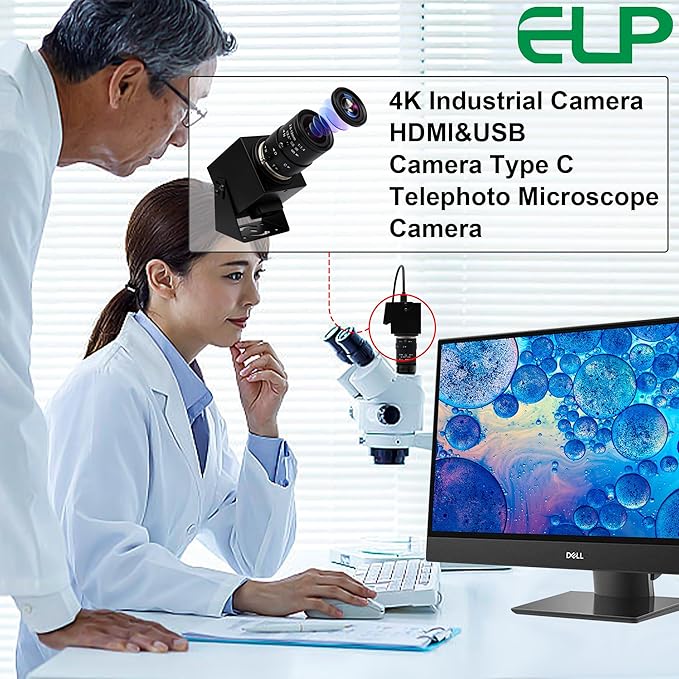 ELP 4K HDMI USB Camera - 2.8-12mm 4X Zoom Webcam With Manual Adjustment for Computer TV Projector Monitor