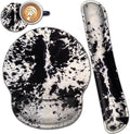 Ergonomic Mouse Pad Wrist Support and Memory Foam Keyboard Wrist Rest Set for Gaming Computer Office Laptop Easy Typing Wireless Mouse MatGel Gaming Cute Black &amp White Cowhide Fur Pattern Desk P