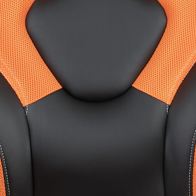 Flash Furniture Optis Black Gaming Desk and Orange/Black Racing Chair Set with Cup Holder Headphone Hook &amp 2 Wire Management Holes