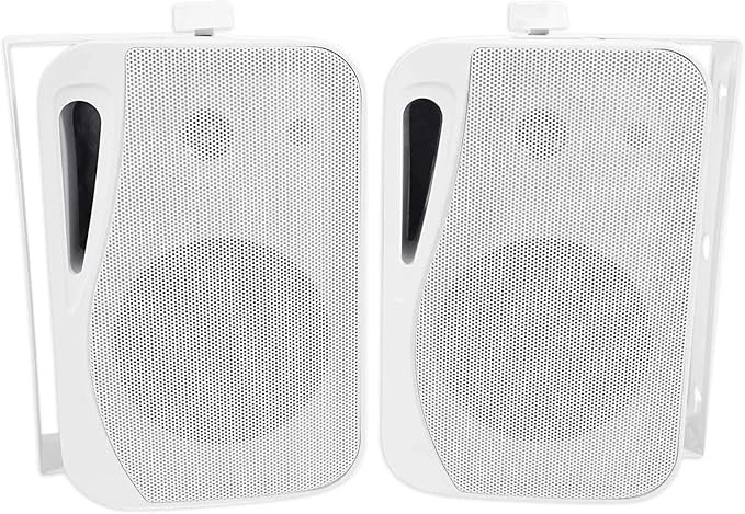 Rockville Pair HP4S-8 4-Inch 360W Outdoor/Indoor Speakers 8 Ohm IPX44 Weather-Resistant Swivel Brackets Removable Paintable Grills for Home Theater and Patio