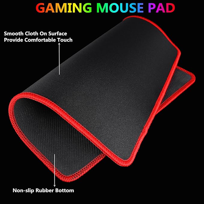 RGB Gaming Keyboard and Colorful Mouse ComboUSB Wired LED BacklightLetter GlowMechanical Feeling for Laptop PC Computer Game and Work