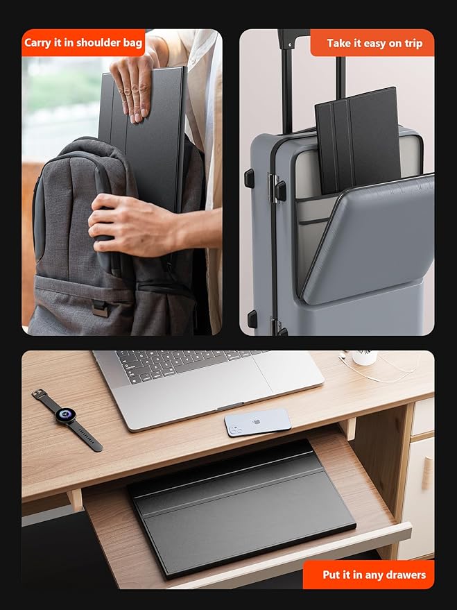 4K Portable Monitor 13.3 UHD IPS Portable Laptop Screen Second Screen Dual USB C HDMI Computer Gaming Display with Speakers Travel Monitor for PC Phone PS4/5 Xbox Switch