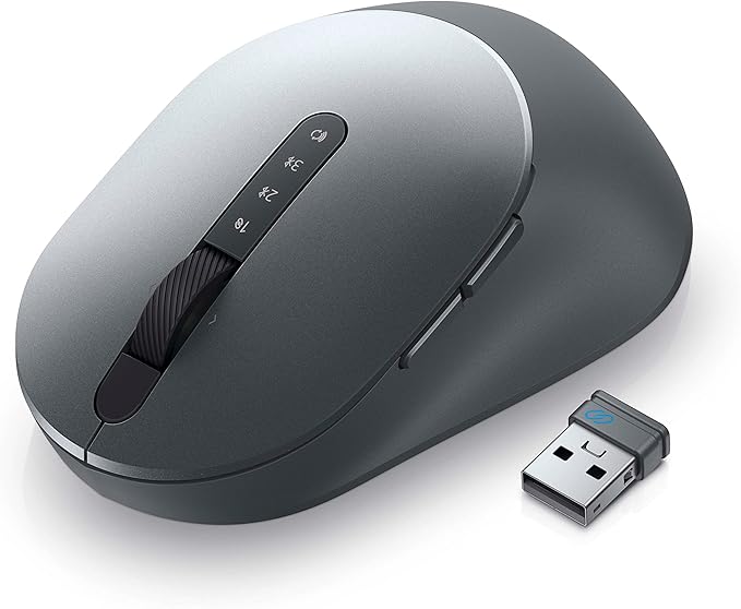 Dell MS5120W Mobile Pro Wireless Mouse – Wireless 2.4GHz Bluetooth 5.0 Microsoft Swift Pair/Dell Pair (Windows 10 &amp 11 only) Optical LED Sensor - Gray