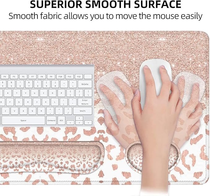 Lateefah Desk Mat Mouse Pad with Wrist Rest 4-in-1 Large Mouse Pads for Desk Ergonomic Mouse Pad and Keyboard Wrist Rest Gaming Keyboard Mat for Office Home
