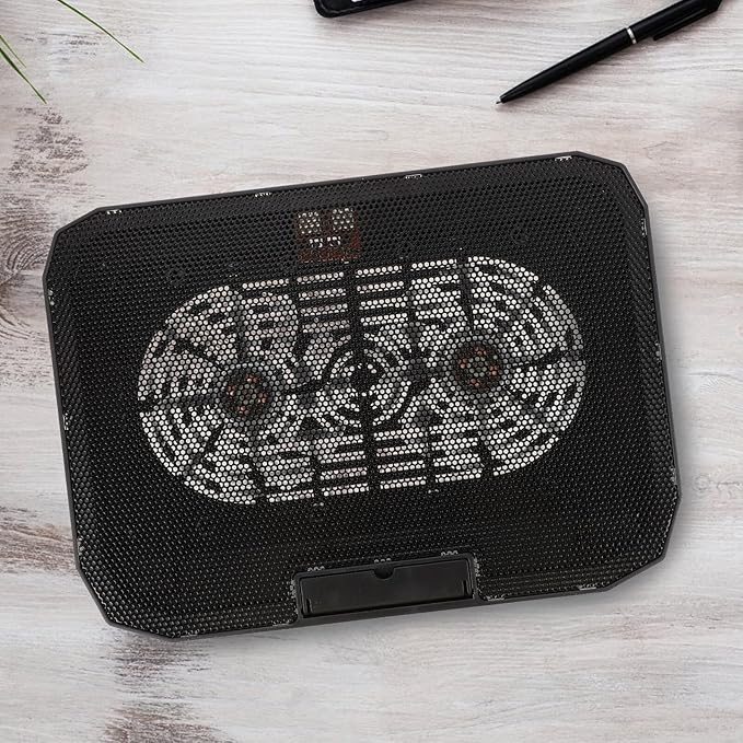 Laptop Cooling Rack Portable Stand with Silent Fan Black Large Base Heat Dissipation Pad for Gaming and Office Laptops