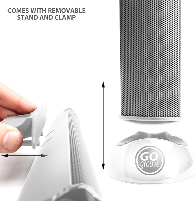 GOgroove SonaVERSE USB Speakers for Laptop Computer - USB Powered Mini Sound Bar with Clip-On Portable External Speaker Design for Monitor One Cable for Digital Audio Input and Power (White)