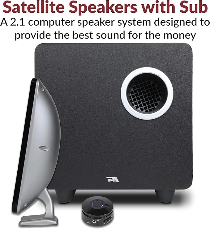 Cyber Acoustics CA-3610 2.1 Multimedia Speaker System with Subwoofer and Premium USB Microphone with Dual Recording Patterns Great for Gaming