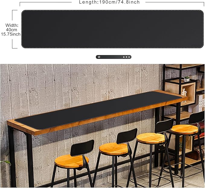 Mydours PU Leather Desk Mat 74.8x15.7 Ultra Large Desk Pad Waterproof Computer Pad Desktop Protector Easy Clean with Suede Base for Office Home Decoration Keyboard and Mouse (Black)