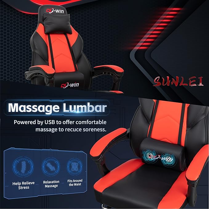 Computer Gaming Chairs Gaming Chair with Swivel Computer Gamer Chair for Gaming Rocker Red