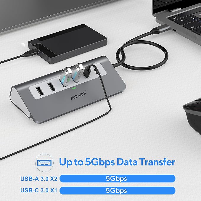 USB C Hub Multiport AdapterMosirui 9-in-1 USB-C Docking Station with 4K HDMI5Gbps Type C 3.0USB-A3.0/2.0100W PD SD/TF for MacBook/Pro iPad/Dell/HP/Desktop/Laptops(1.64 FT)