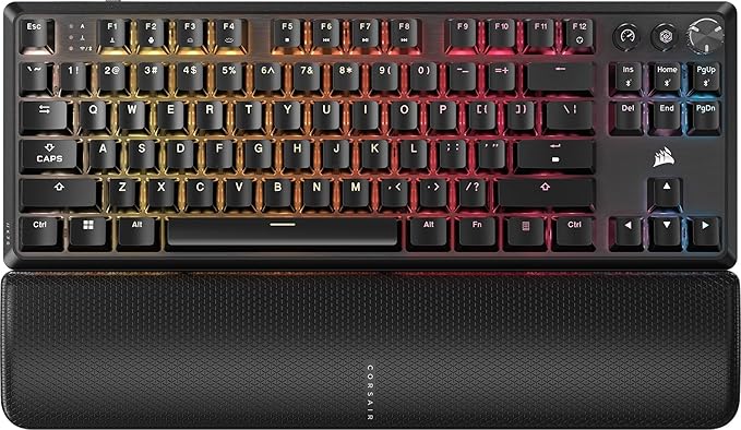 Corsair K70 CORE TKL Wireless RGB Tenkeyless Mechanical Gaming Keyboard – Pre-Lubed MLX Red v2 Linear Switches SOCD ABS Double-Shot Keycaps Sound Dampening 1000Hz Polling QWERTY NA – Black