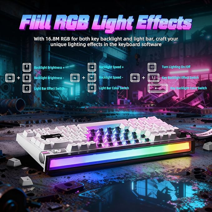 ATTACK SHARK R85 HE 75% Magnetic Wired Gaming Keyboard8KHz Polling Rate Rapid Trigger0.005mm RT Precision256K Scan RateCustom Hot-SwappableWeb Driver PC Keyboard for Gamer/Win/MacStarlight White