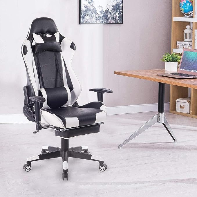 Home Ergonomic Office Chair Ergonomic Computer Chair with Adjustable Height Gaming Chair High Back Adjustable Swivel Video Game Chair with Footrest and Headrest