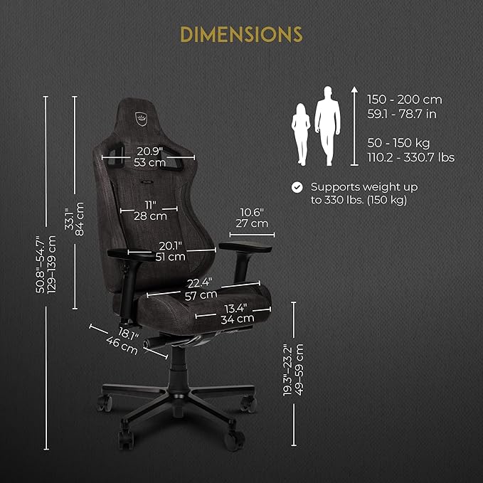 noblechairs Epic Reclining Gaming Chair and Reclining Office Chair Textile Fabric Tx Anthracite