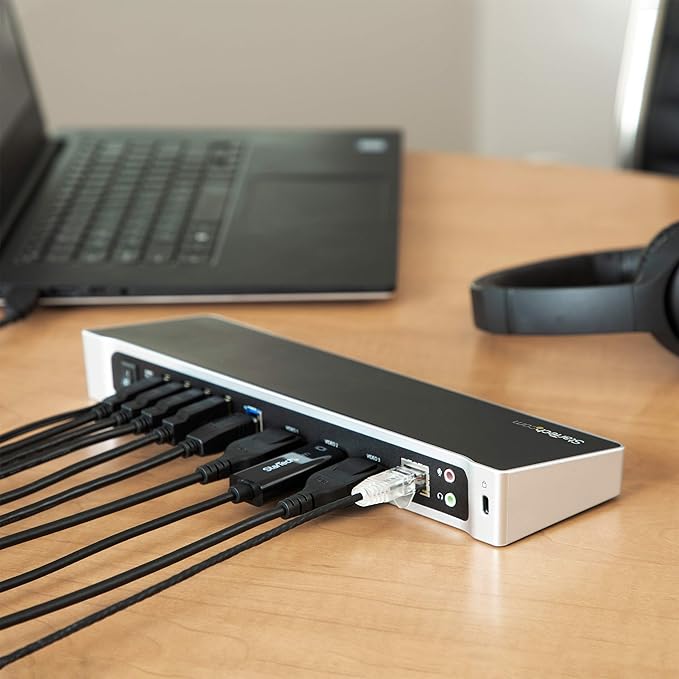 StarTech.com Triple Monitor USB 3.0 Docking Station 2x 4K DisplayPort &amp HDMI USB Type A Universal Laptop Dock Windows/Mac TAA