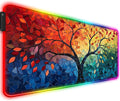 RGB Fantasy Tree of Life Gaming Desk Mat Computer Keyboard Large Extended Long Abstract LED Mouse Pad for Office and Home XL (W04)