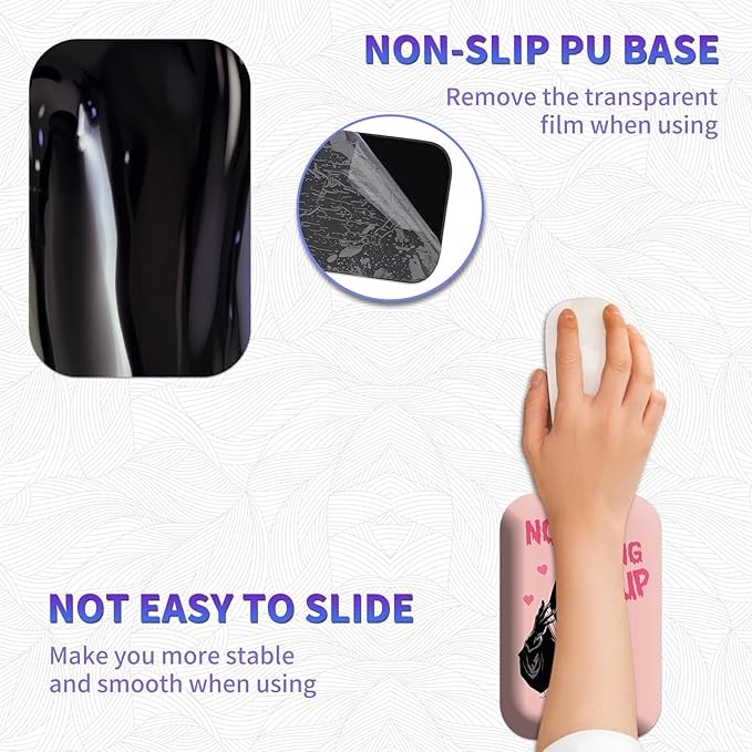 Large Mouse Pad Set Desk Mat + Elbow Rest Pad + Coaster Easy Typing Pain Relief Ergonomic Arm Rest Pad with Memory Foam Extended Desk Pad Anti-Slip Rubber Base for Office Home Pink Ghostface