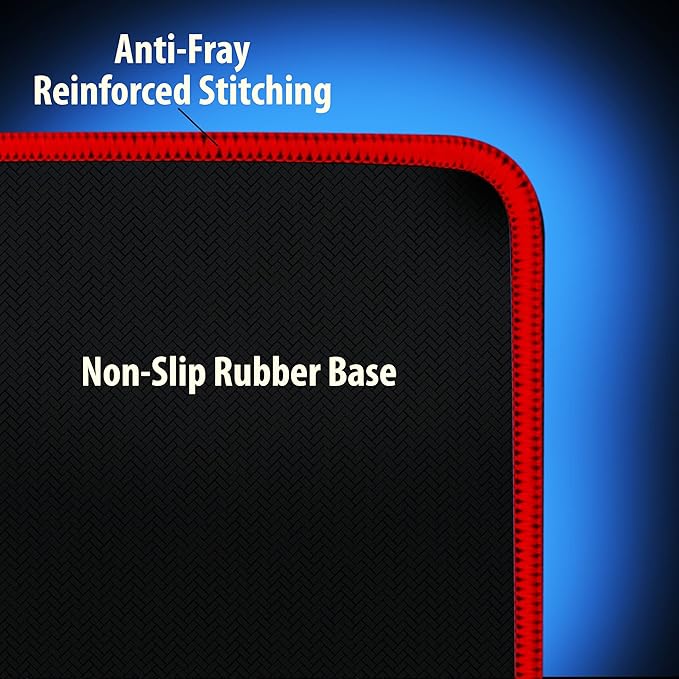 ENHANCE Extended Large Gaming Mouse Pad - XL Mouse Mat (31.5 x 13.75) Anti-Fray Stitching for Professional eSports with Low-Friction Tracking Surface and Non-Slip Backing - Red