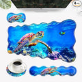 Desk Mat Mouse Pad with Wrist Rest 4-in-1 Large Mouse Pads for Desk Ergonomic Mouse Pad and Keyboard Wrist Rest Gaming Keyboard Mat for OfficeColorful Sea Turtle in Ocean